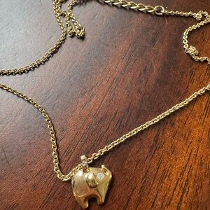 Gold Elephant Pendant Necklace